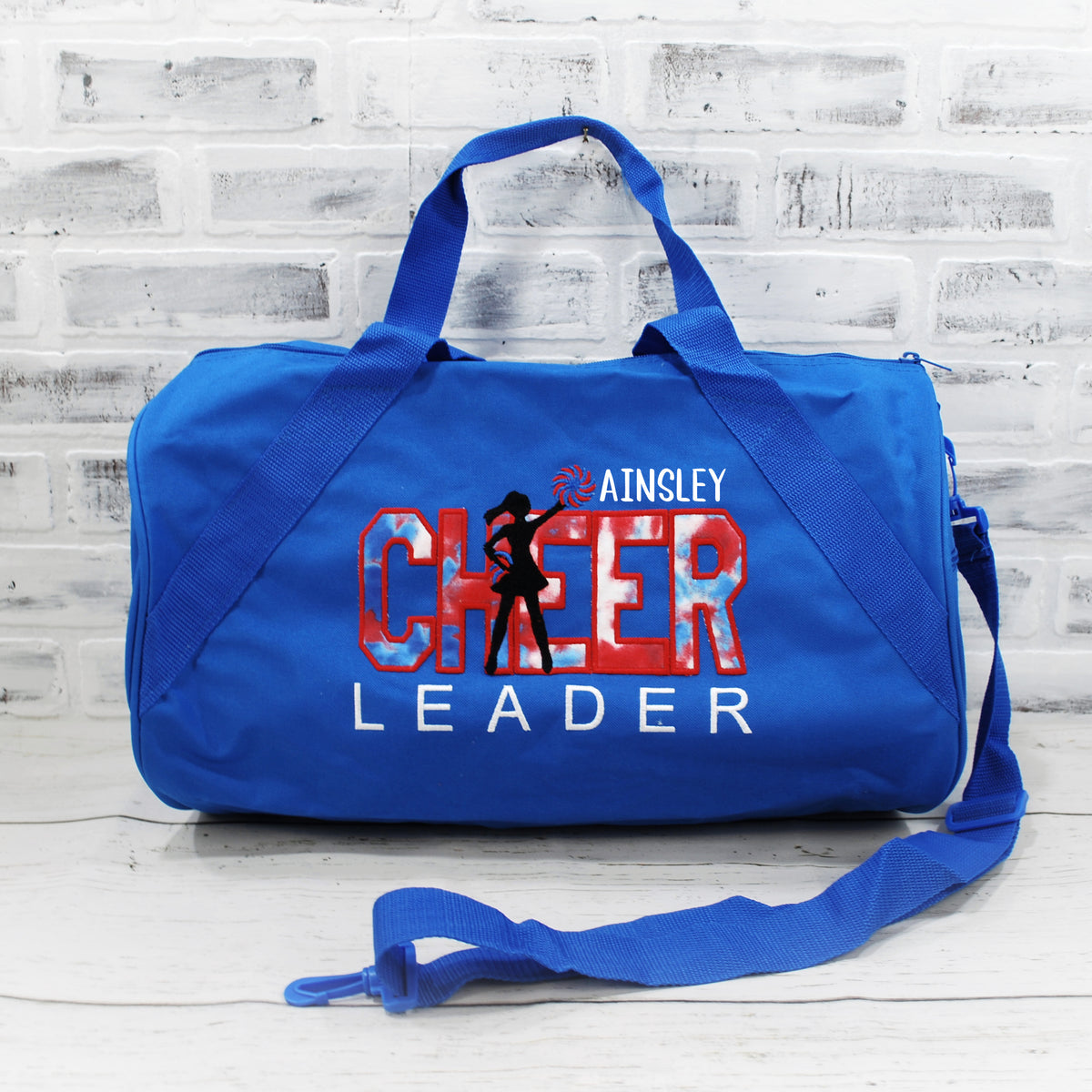Red White and Blue Personalized Cheer Tote or Duffle Bag Persunly