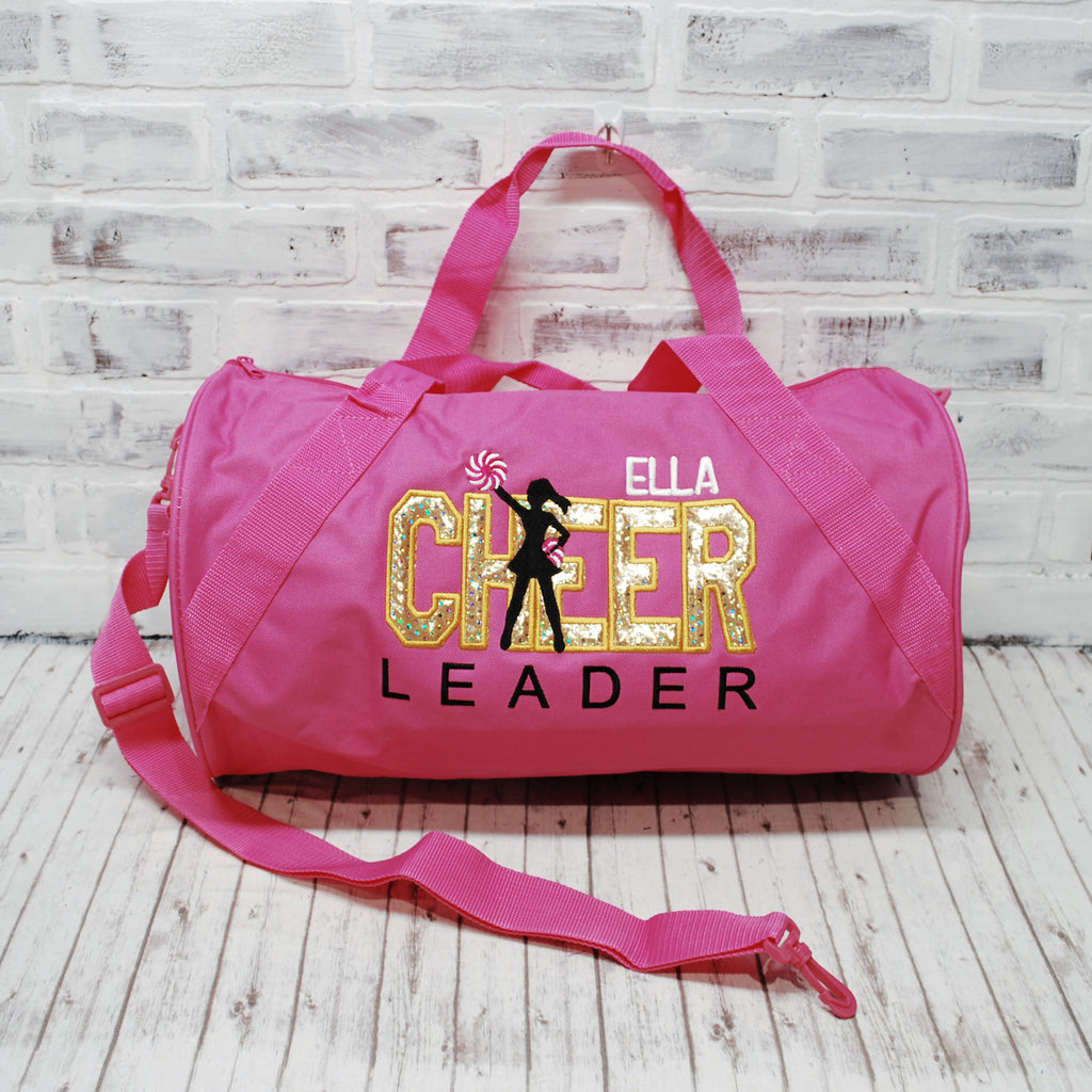 Personalized Gold and Pink Cheer duffle bag