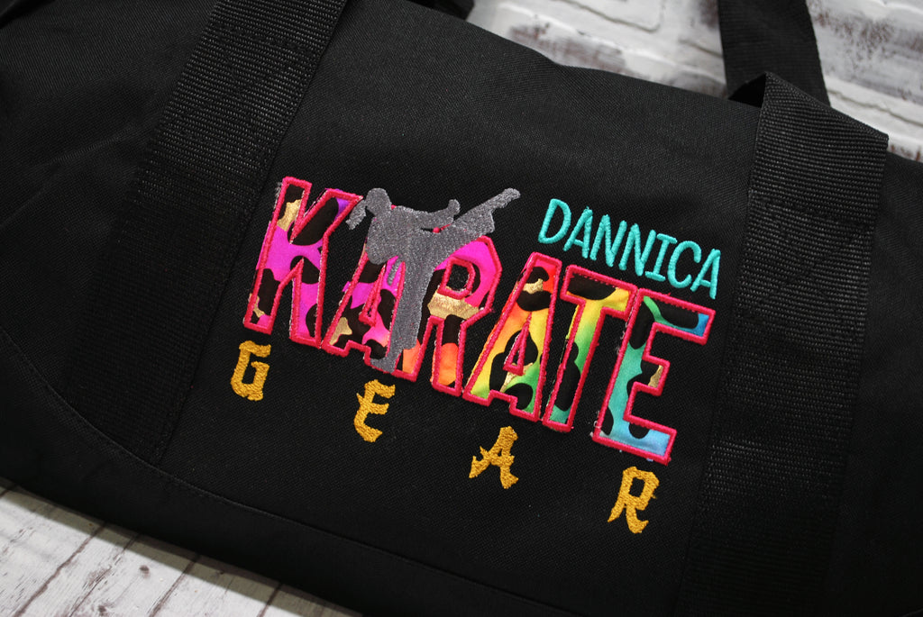 Personalized Rainbow Girls Karate Duffle Bag
