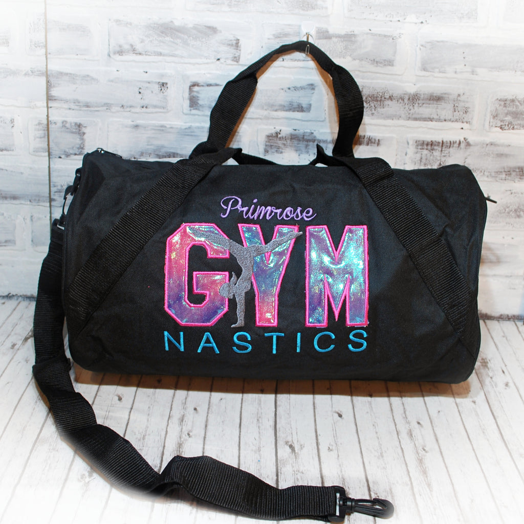 Purple Pink Black Personalized Gymnastics Duffle Bag