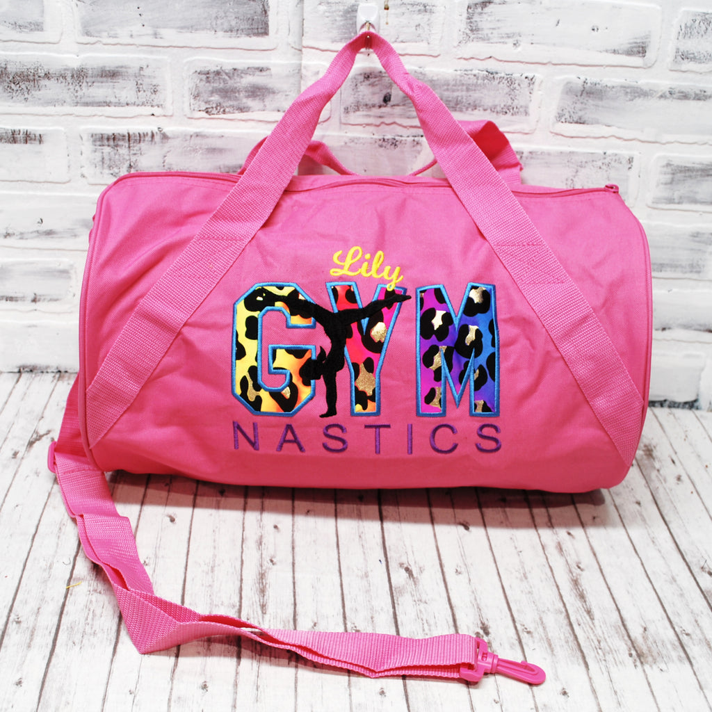 Pink Yellow Leopard Gymnastics Duffle Bag