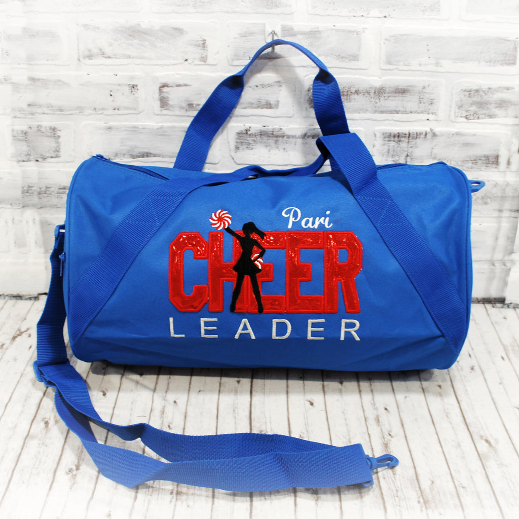 Personalized black and red Cheer duffle bag