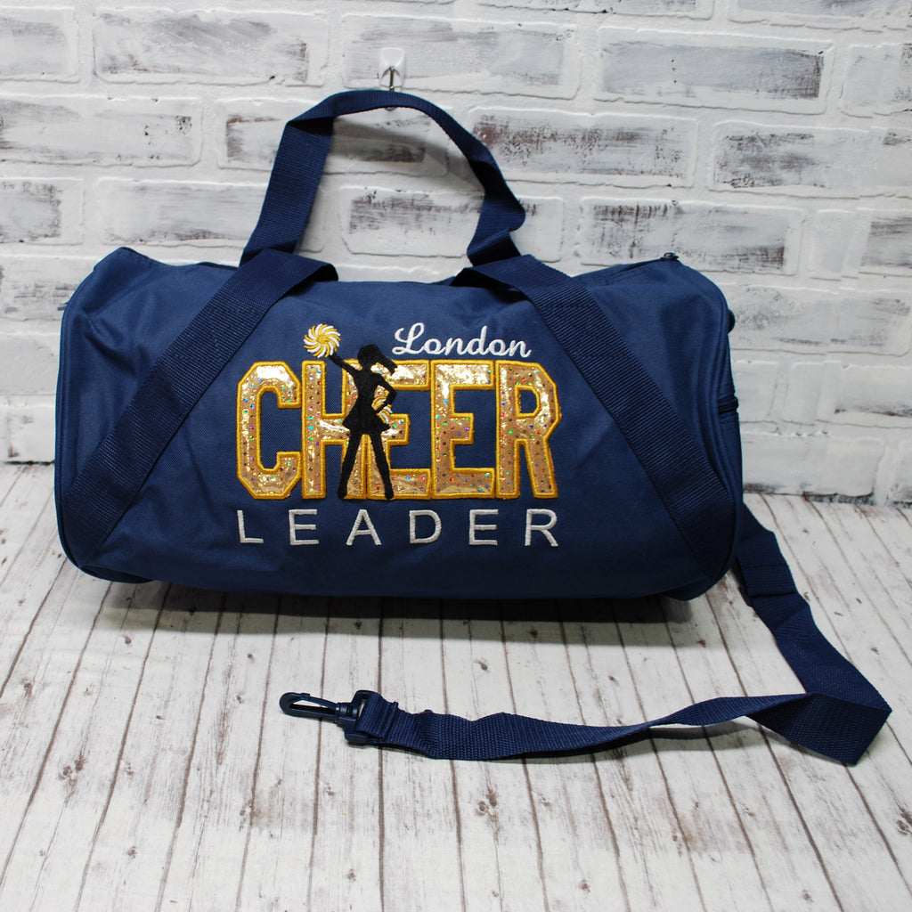 Personalized Cheer Gold Navy Duffle Bag