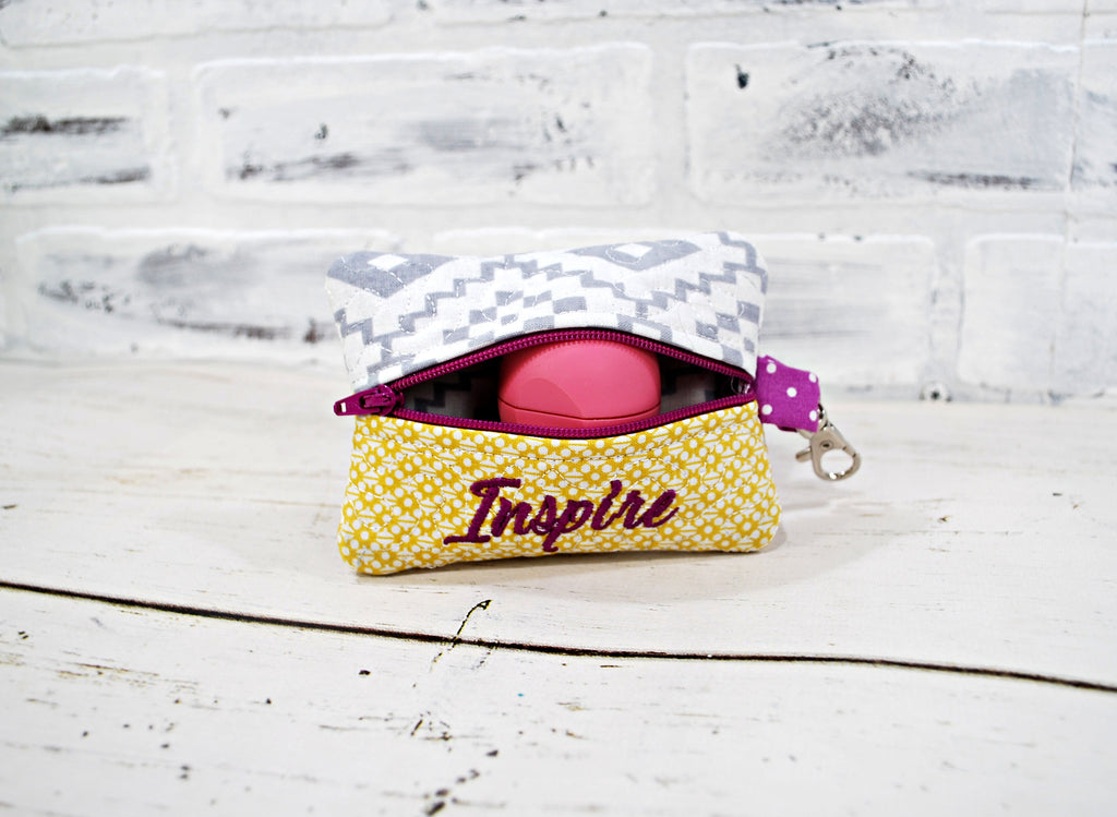 Personalized Gray and Yellow lip balm holder