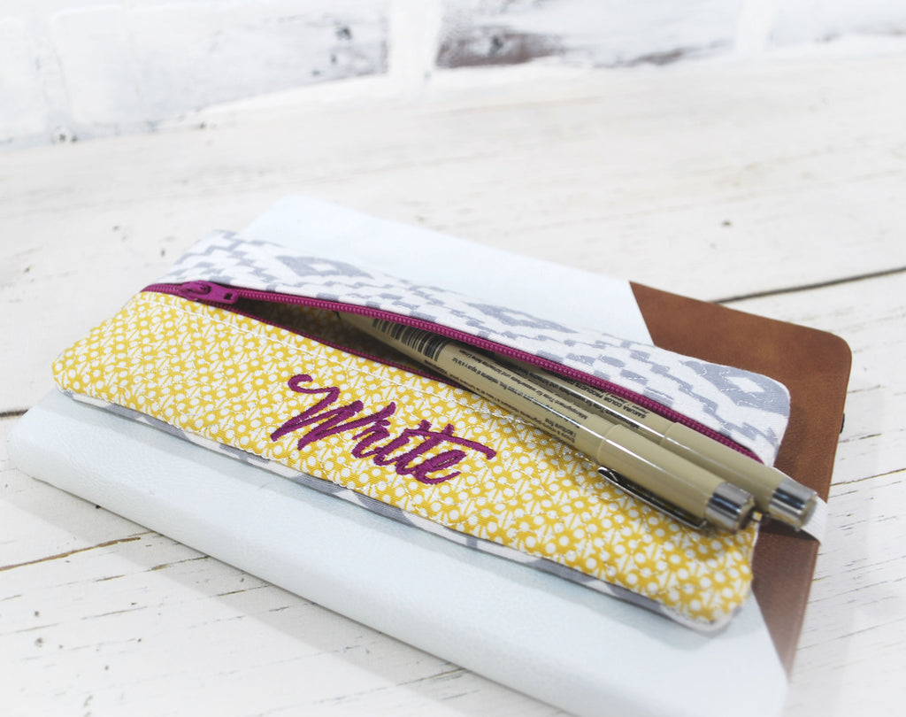 Personalized Gray and Yellow planner pouch