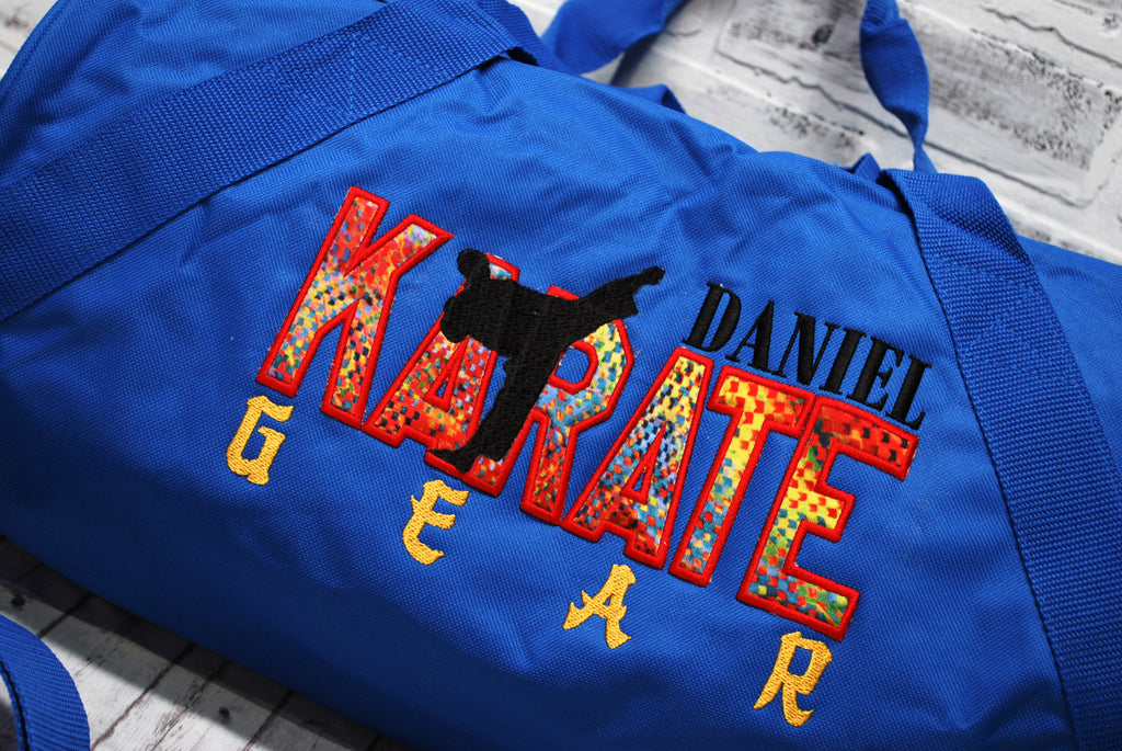 Personalized Red and Blue Karate Duffle Bag