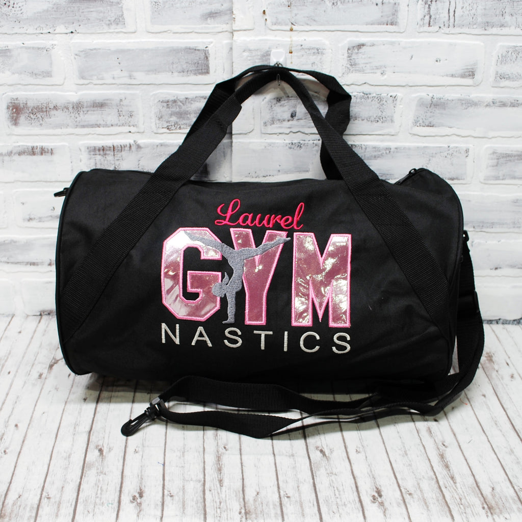 Personalized Black and Pink Gymnastics Duffle Bag
