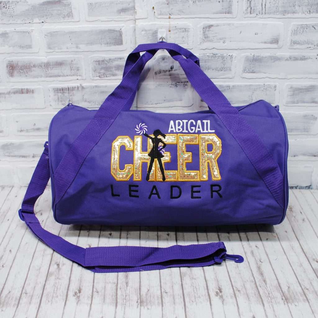 Personalized Gold and Purple Cheer duffle bag