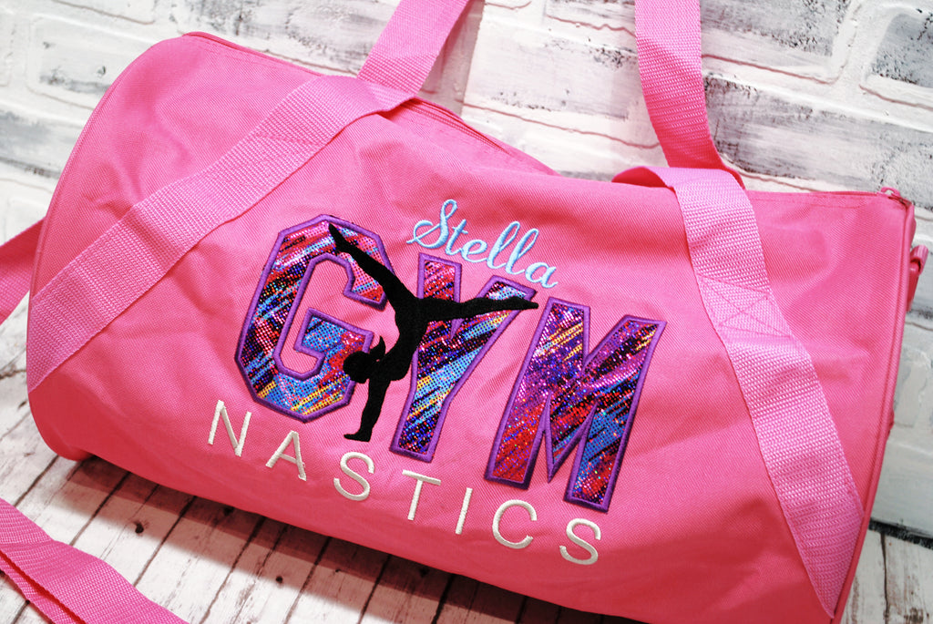 Personalized Pink Purple Sparkle Gymnastics Bag