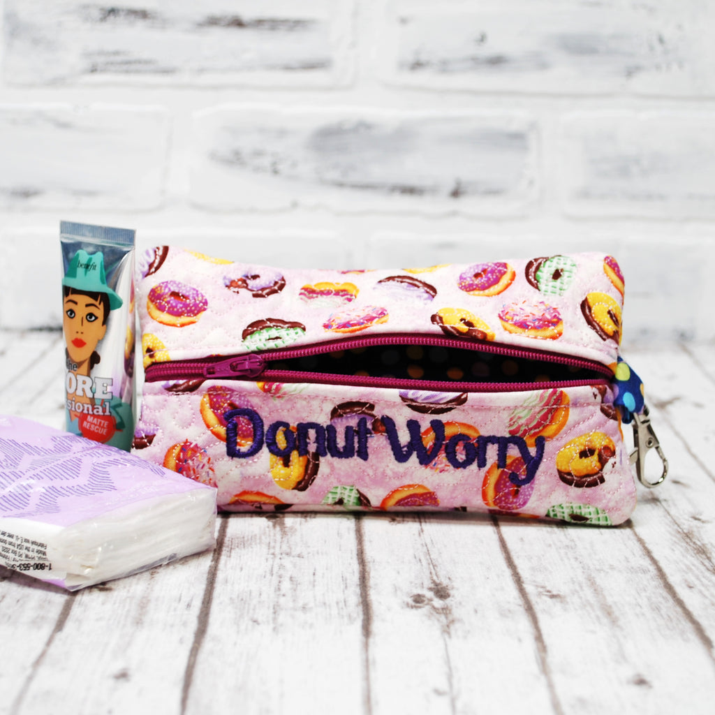 Purple Donuts Personalized Quilted Pouch