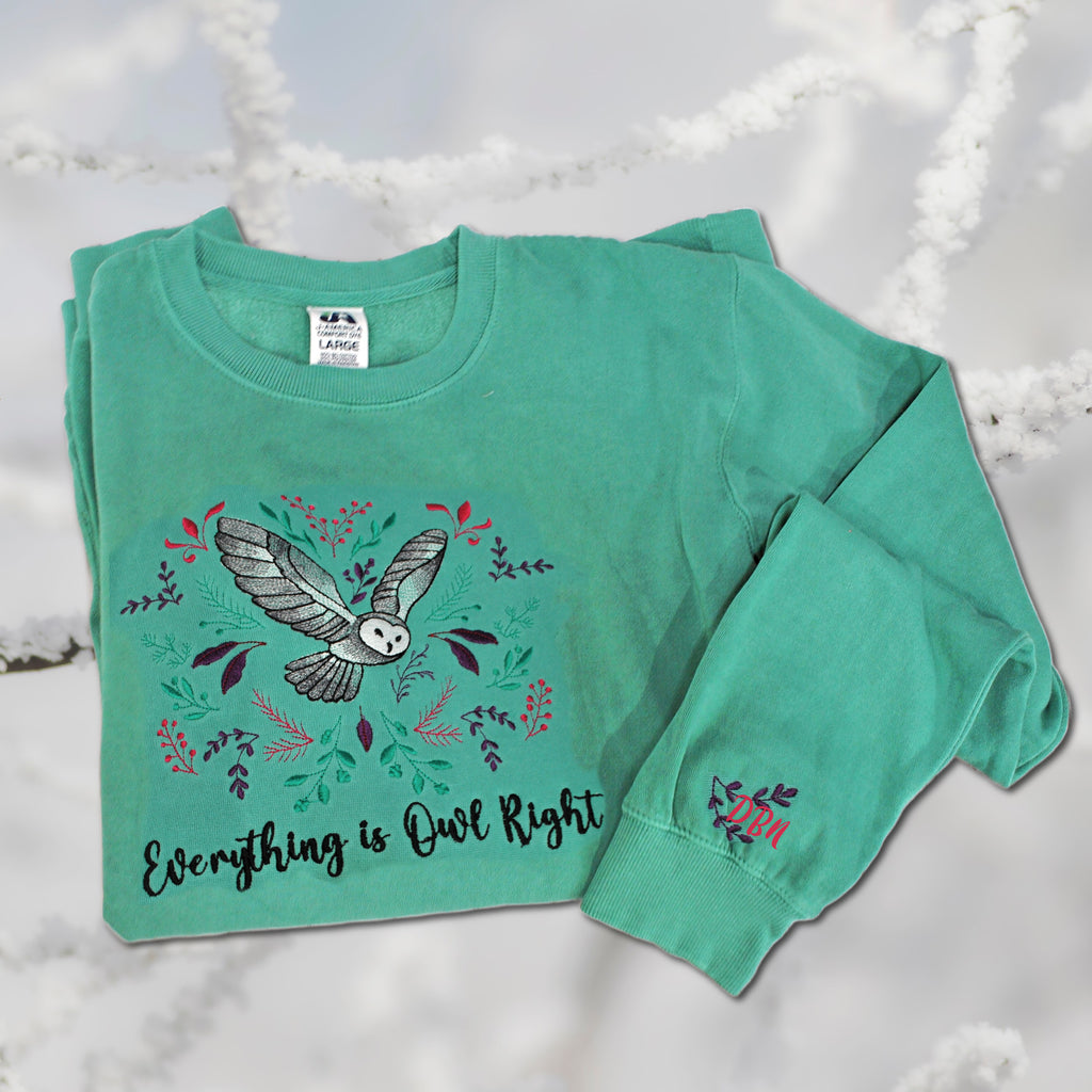 Embroidered Sweatshirt Owl design with sleeve