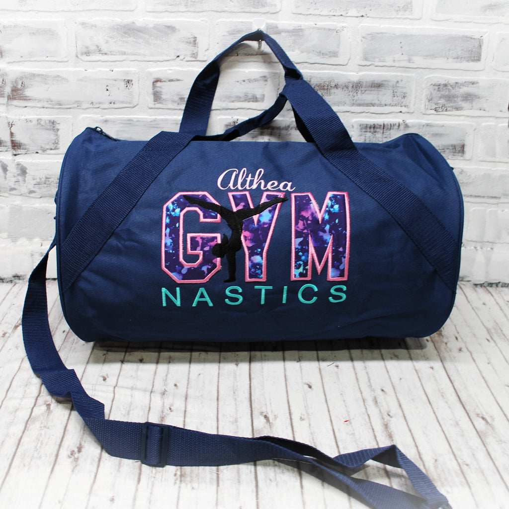Personalized Navy and pink gymnastics duffle bag