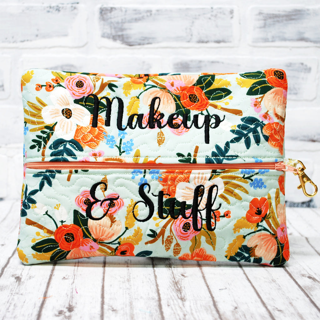 Personalized Floral zippered bag
