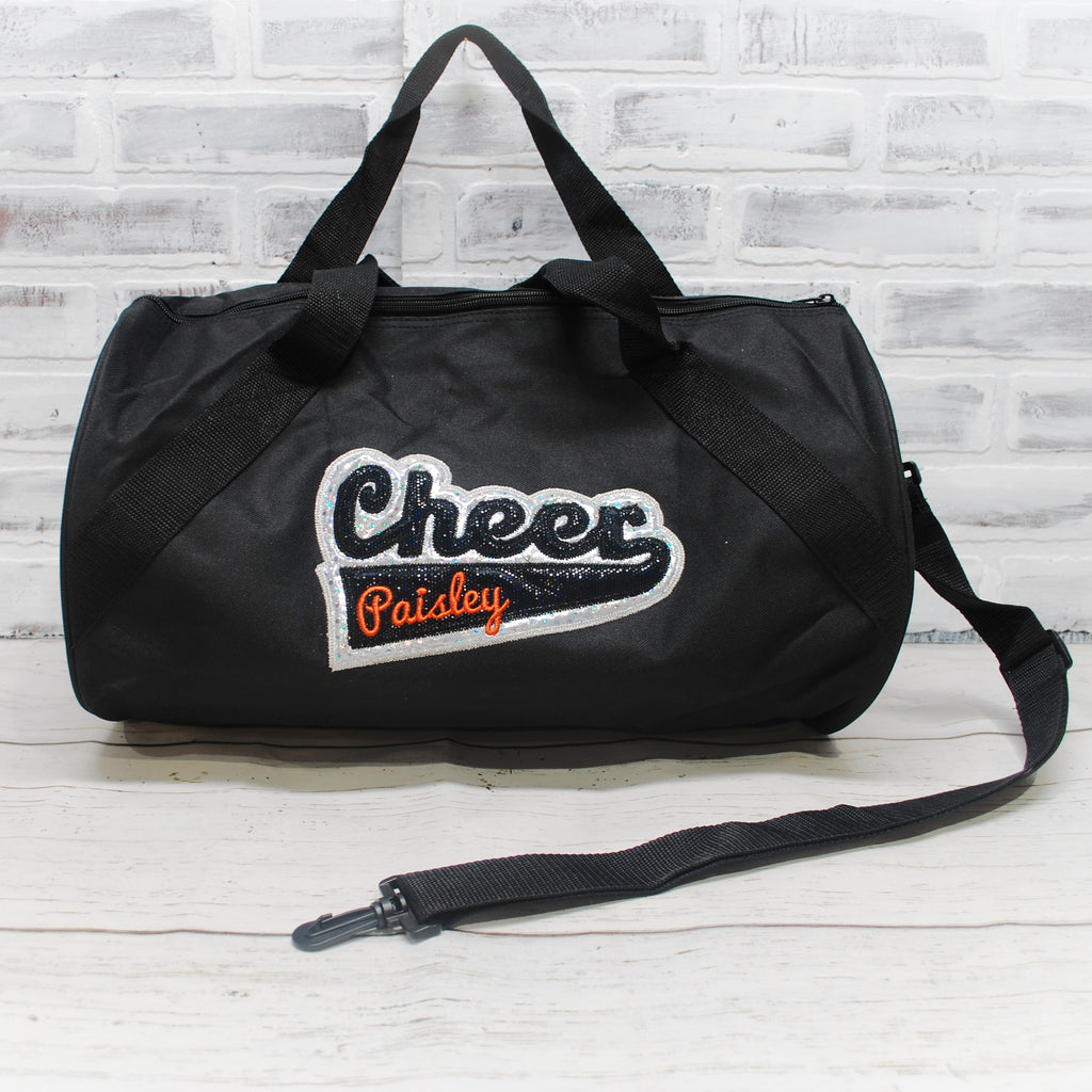 Personalized Black and Silver Cheer duffle Bag