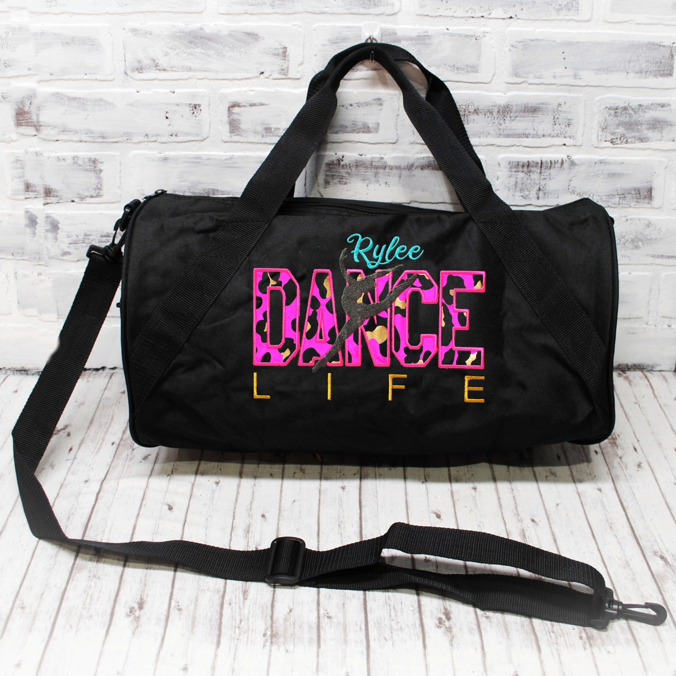 Neon Pink Leopard Dance Personalized Tote or Duffle Bag