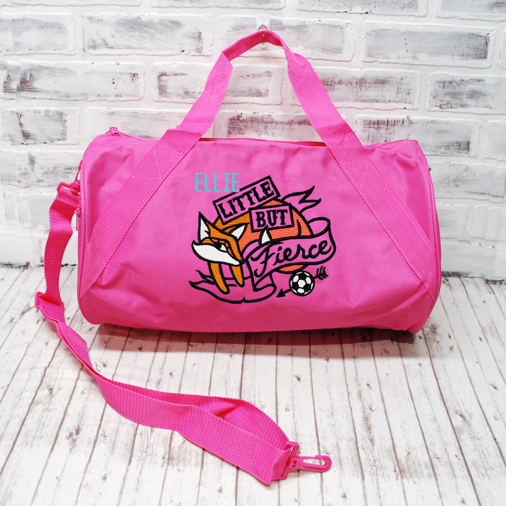 Little But Fierce Soccer Personalized Duffle or Tote Bag Persunly