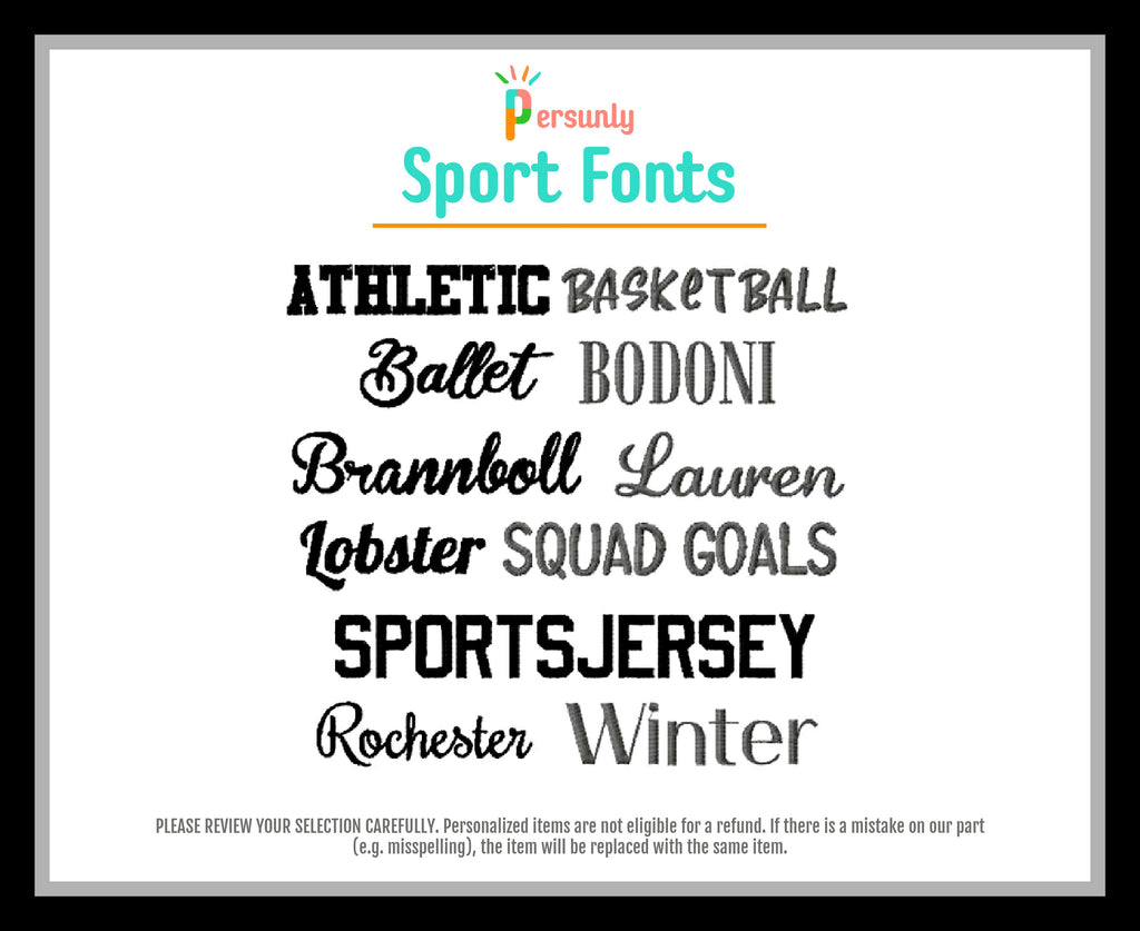 Persunly Sport Fonts Chart