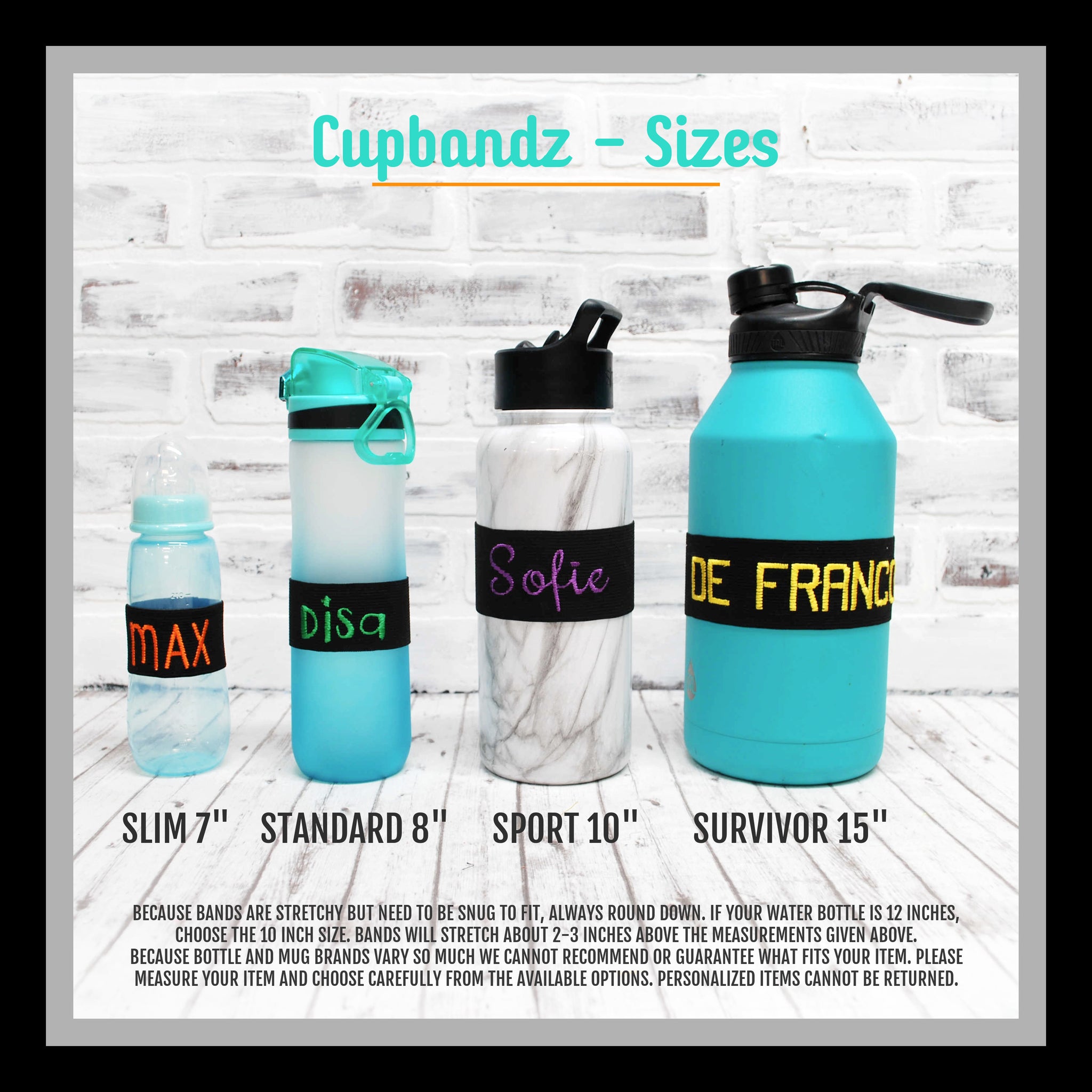 2 Lines Personalized Waterbottle Cupbandz