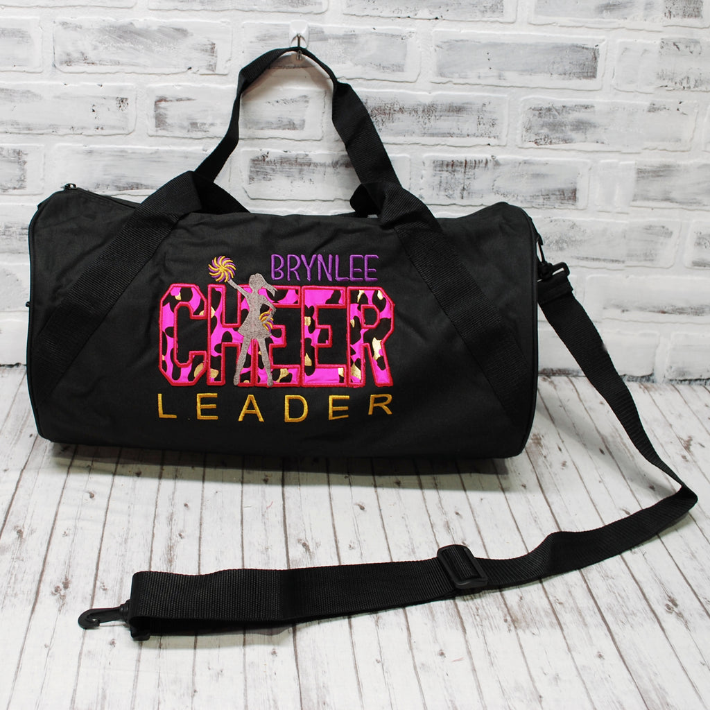 Personalized Cheer Neon Pink Black Gold bag