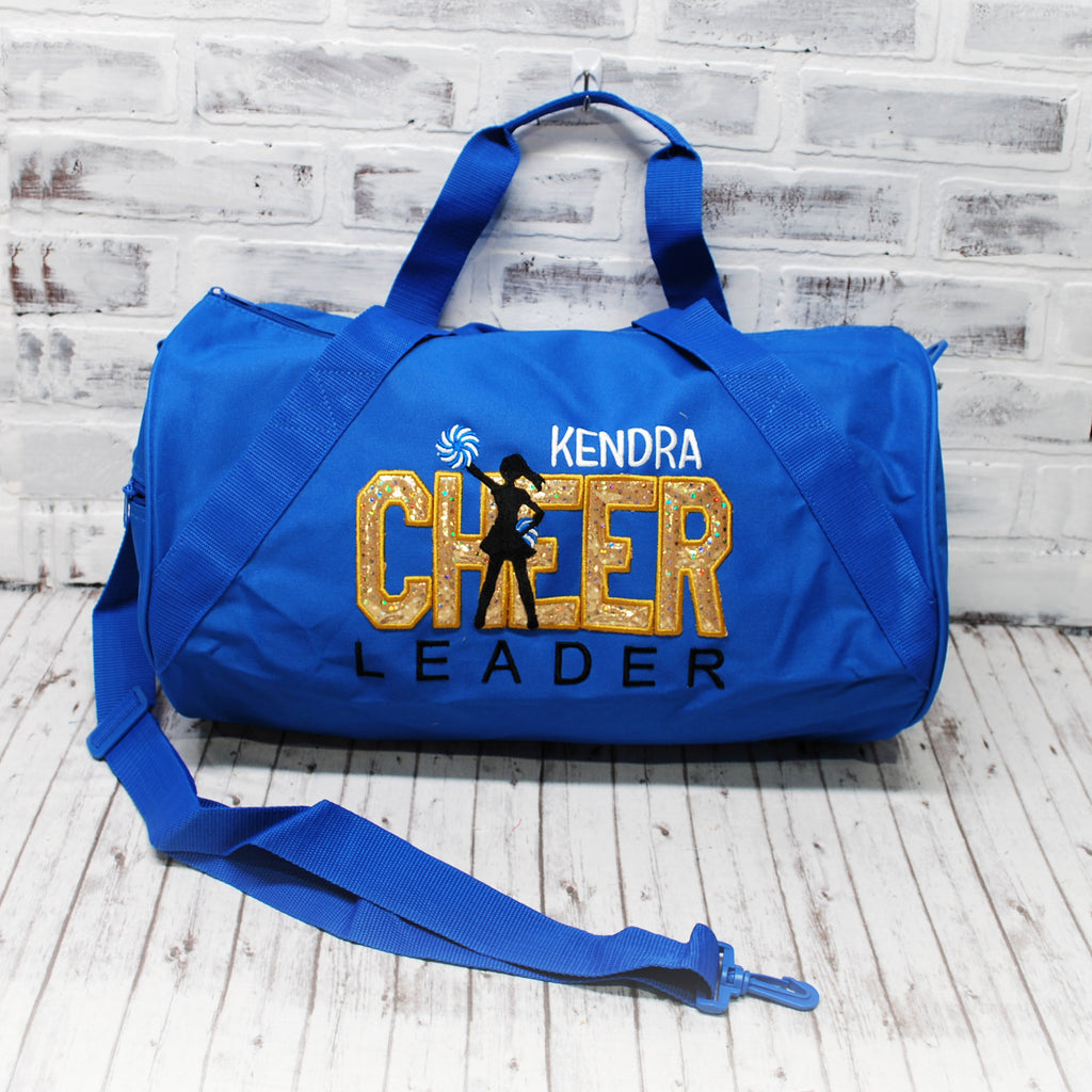 Personalized Gold and Royal Cheer duffle bag