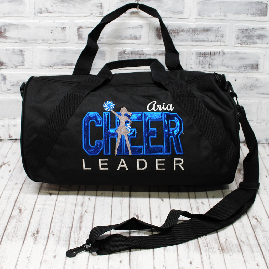Personalized Black and Royal Blue Cheer duffle bag