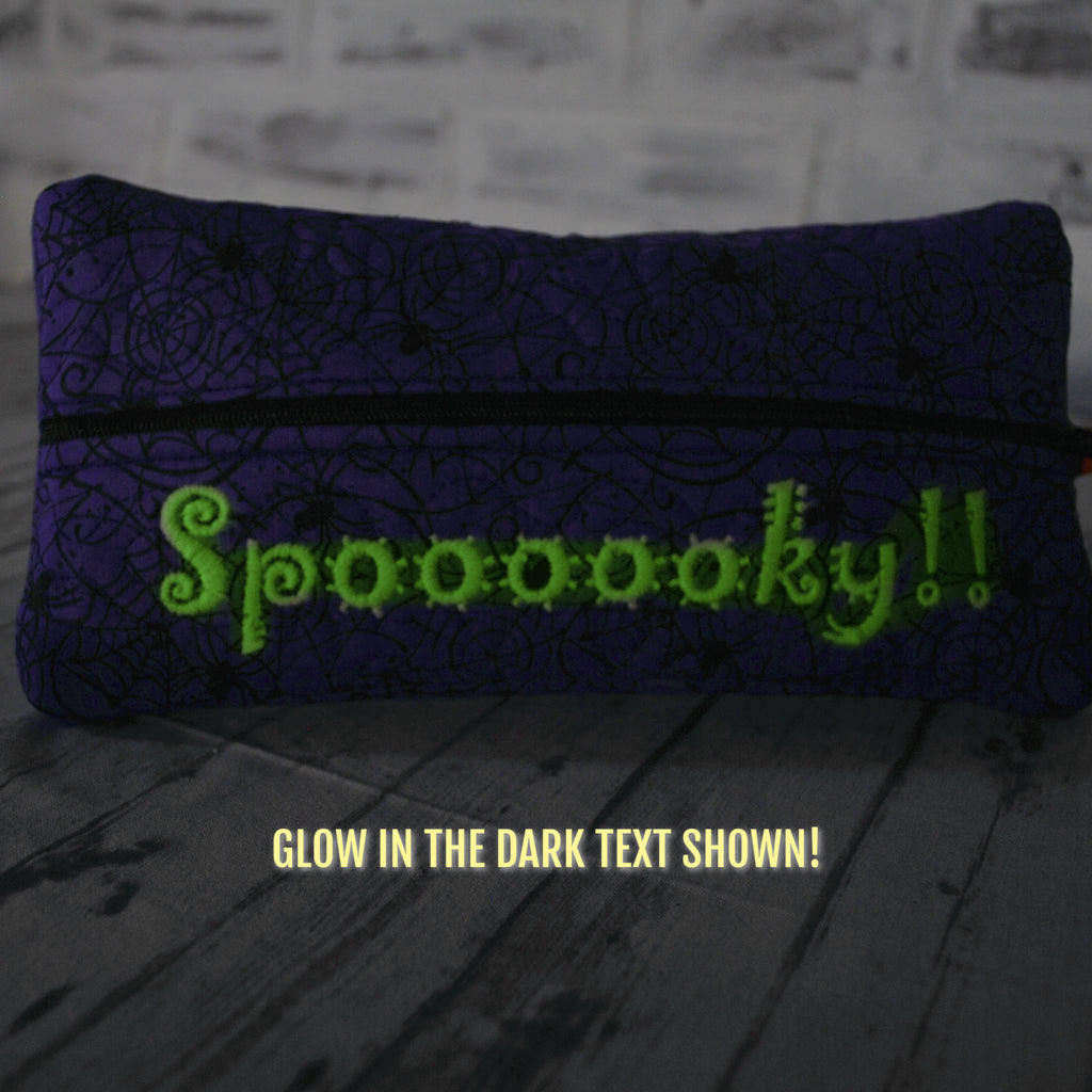 Personalized spiderwebs zippered case glow in the dark