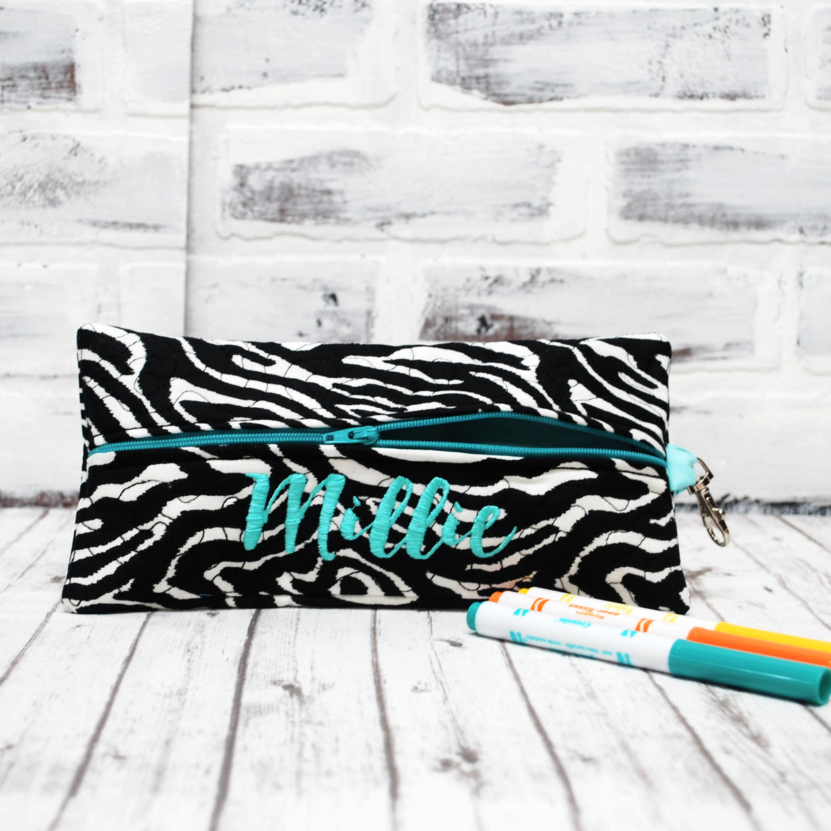 Zebra Personalized Quilted Pouch – Persunly