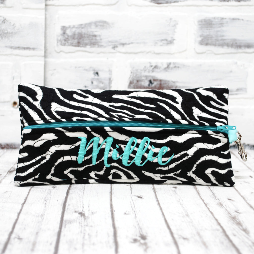 Personalized Zebra stripes zippered pouch