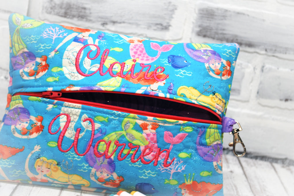 Personalized mermaid large pencil case