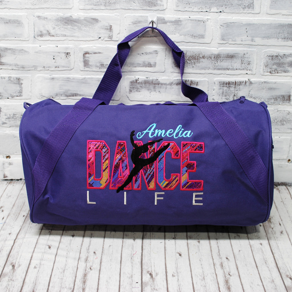 Personalized Pink and Purple Dance Life Duffle Bag