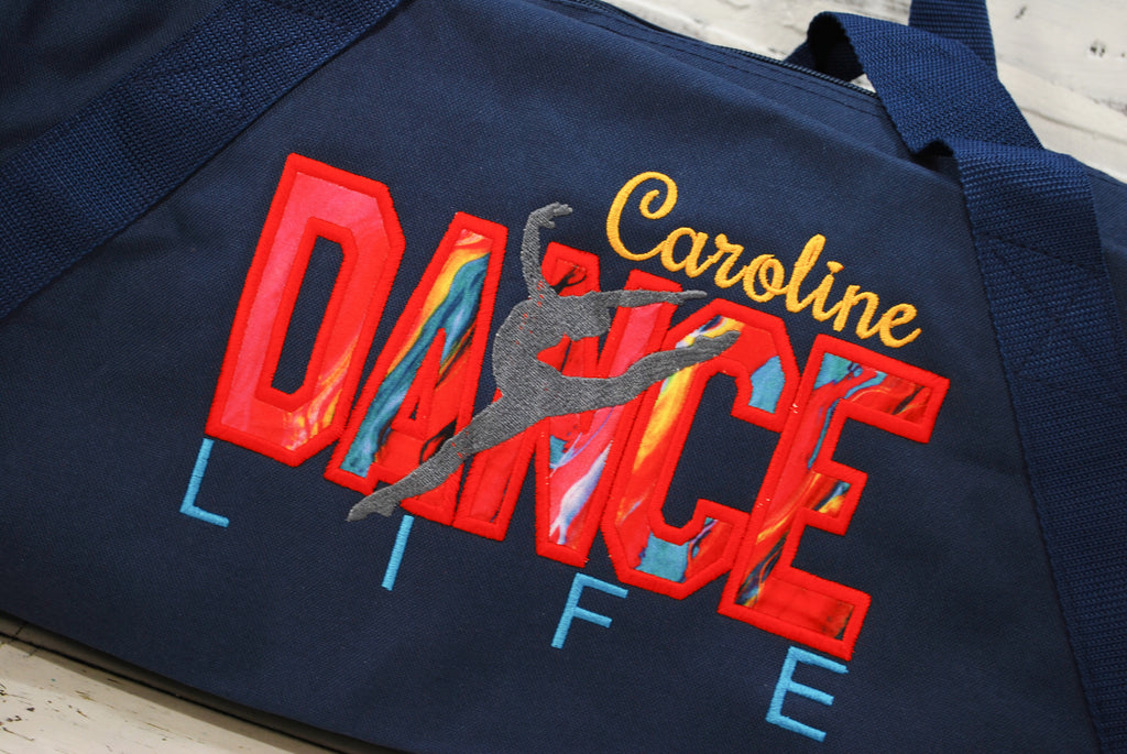 Personalized Red and Navy dance life duffle bag
