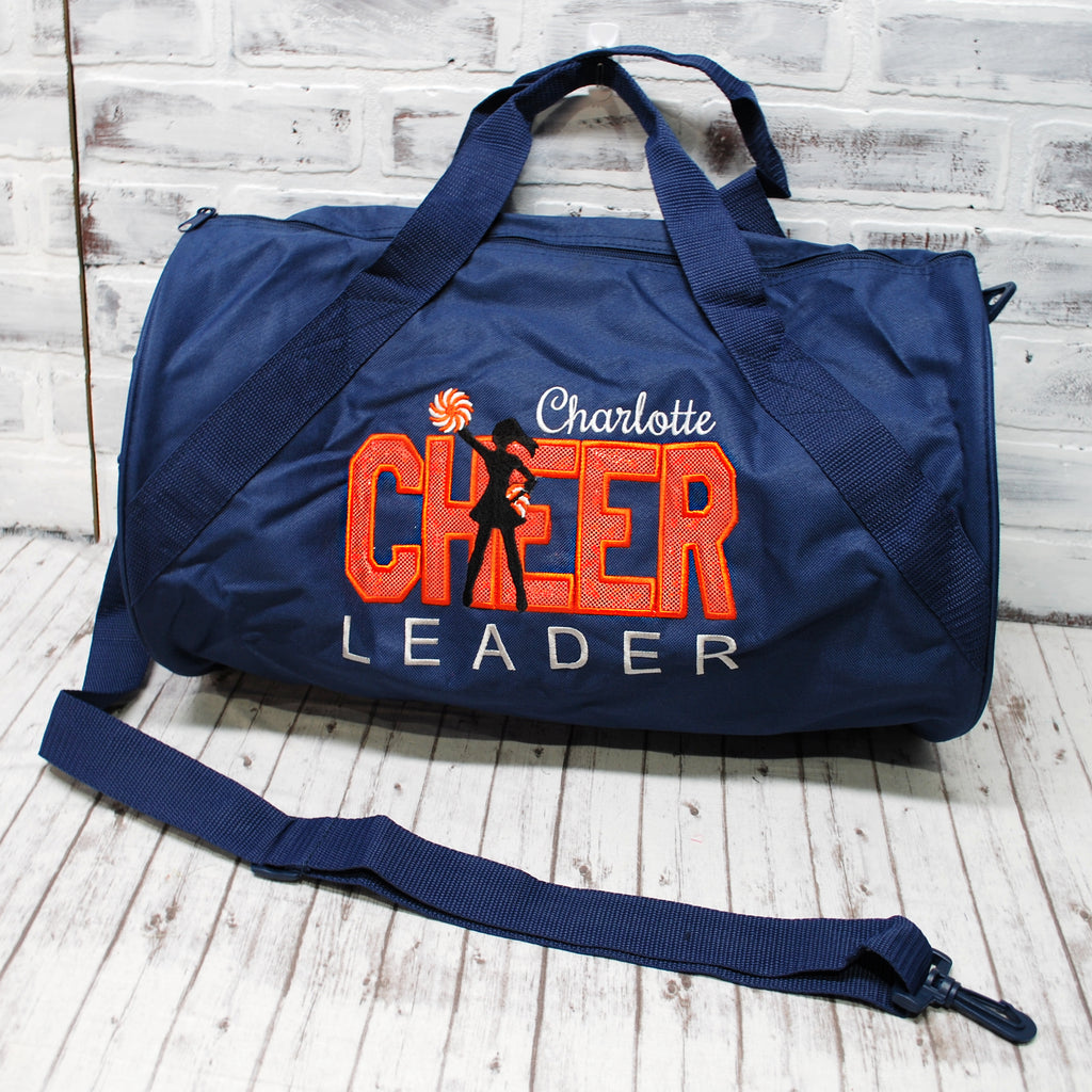 Personalized Orange and Navy Cheer Duffle Bag