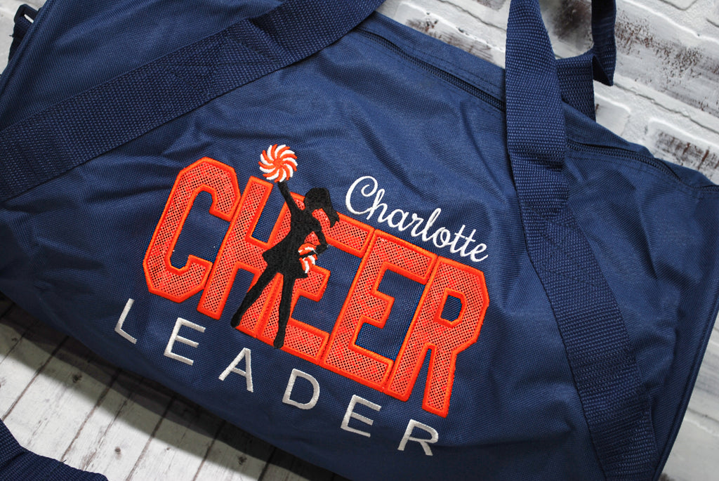 Personalized Orange and Navy Cheer Duffle Bag
