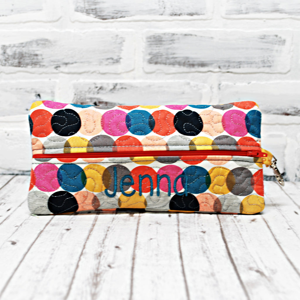 Personalized Colorful Dots Zippered Pouch