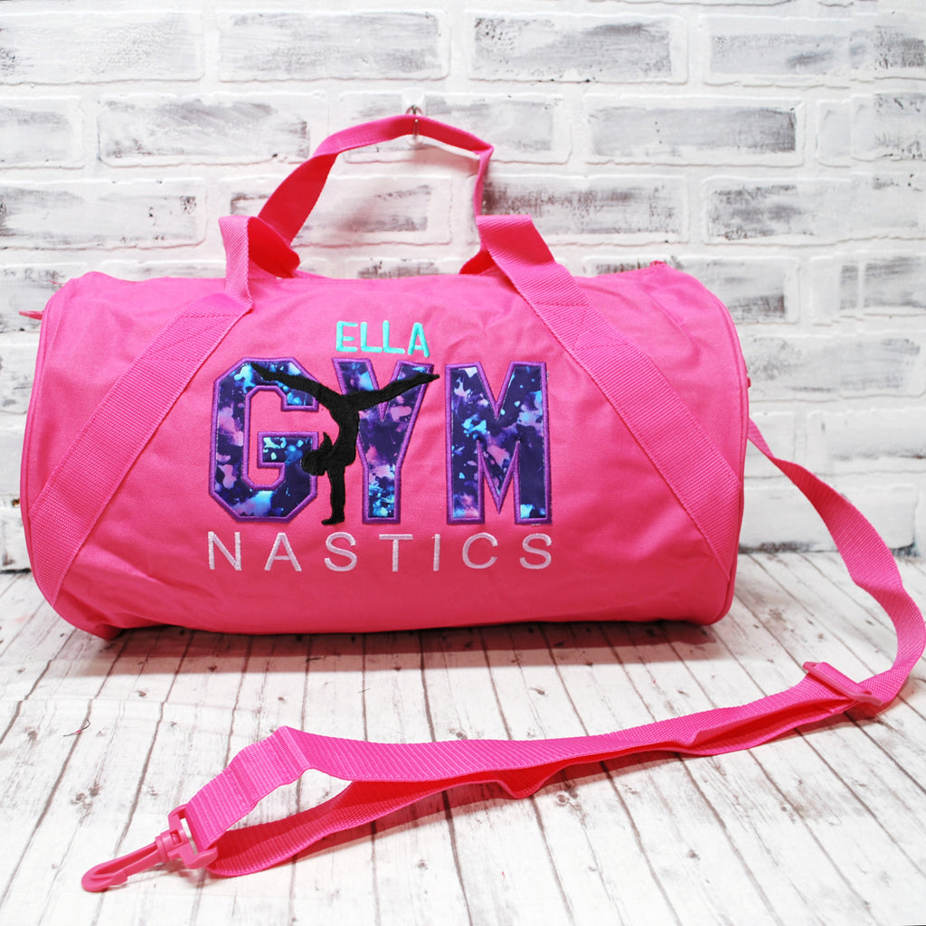 Personalized Purple Pink Teal Gymnastics Duffle Bag