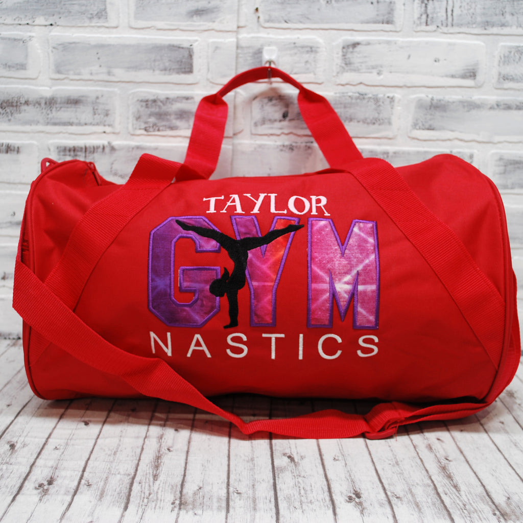 Red Purple Ombre Personalized Gymnastics Tote or Duffle Bag