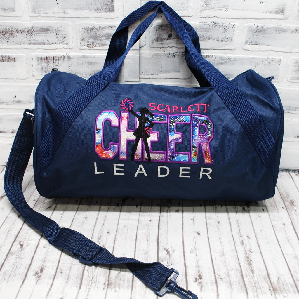 Cheer Galaxy Blue Swirl Navy Personalized Duffle Bag
