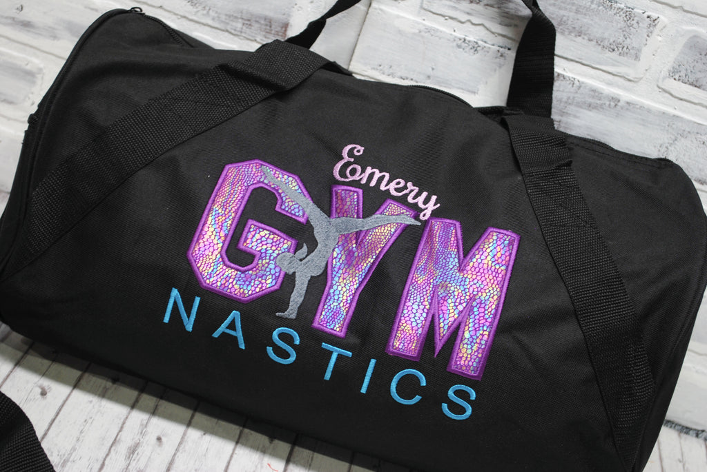 Personalized Gymnastics Purple Shimmer Travel Bag