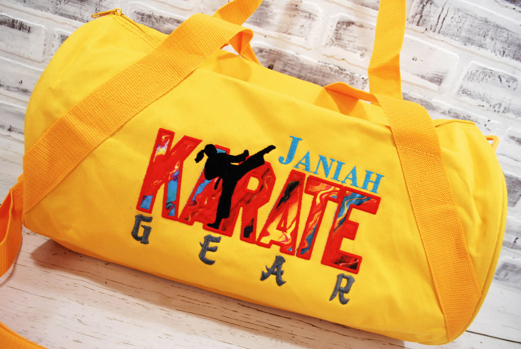 Personalized Red Yellow Girls Karate Duffle Bag