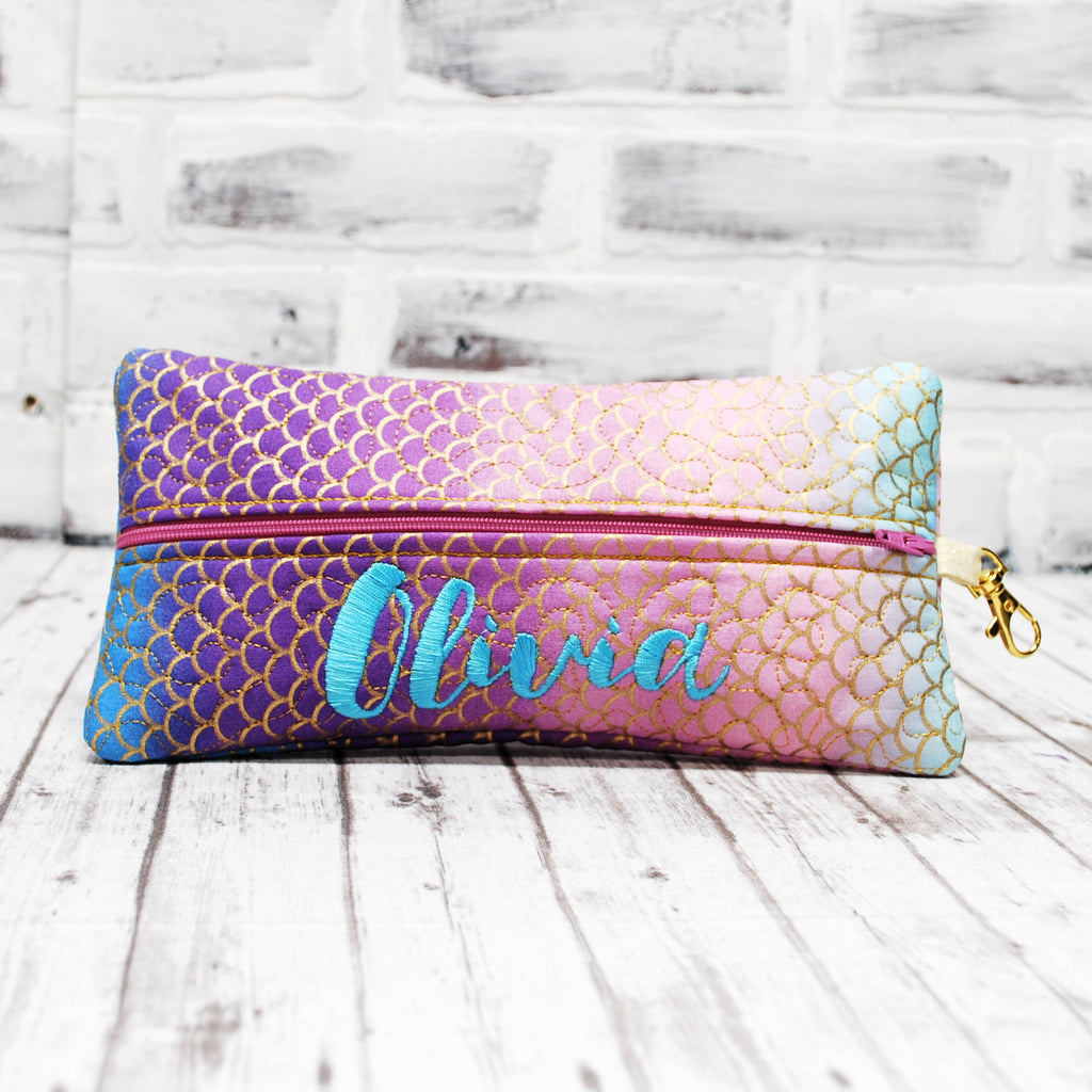 Personalized Mermaid Sclae Zippered Pouch
