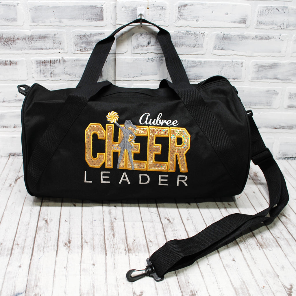 Personalized Gold and Black Cheer duffle bag
