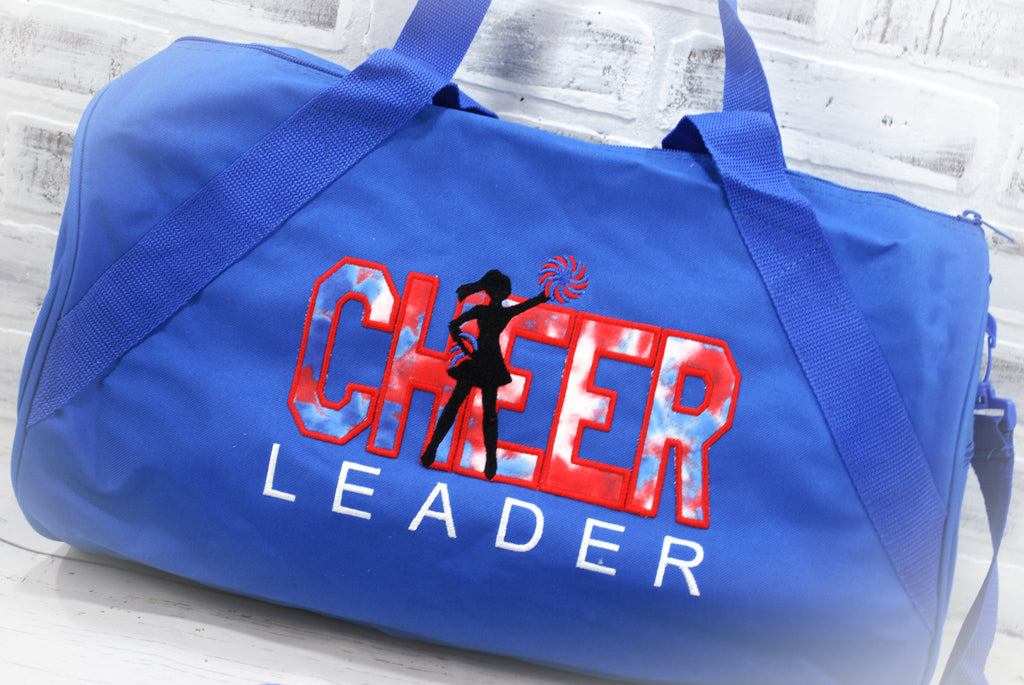 Personalized red white and blue Cheer duffle bag