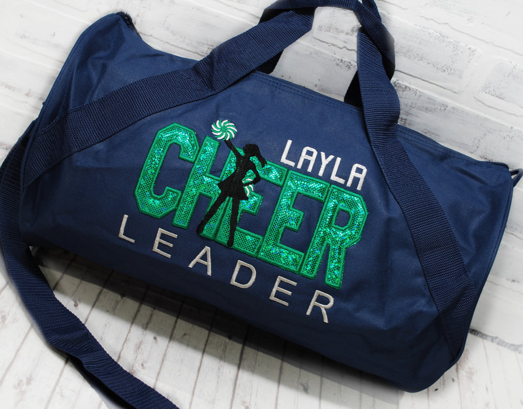 Personalized Green and Navy Cheer Duffle Bag