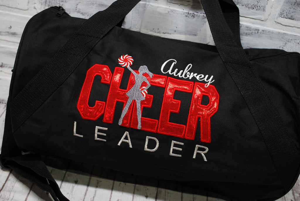 Personalized black and red Cheer duffle bag