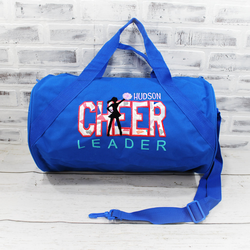 Personalized Cheer Pink Blue duffel bag