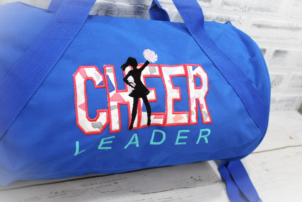 Personalized Cheer Pink Blue duffel bag