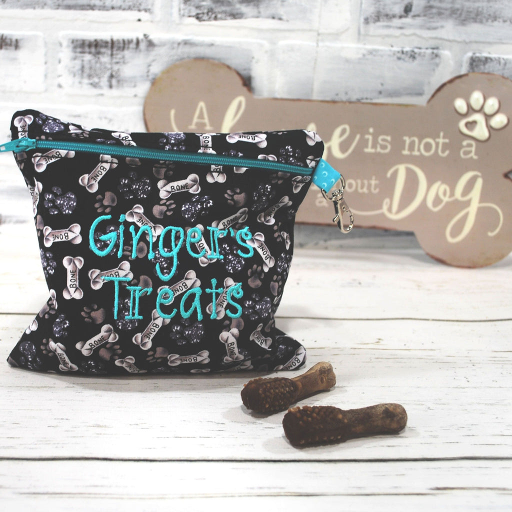 Dog Bone Black Treat Reusable Bag